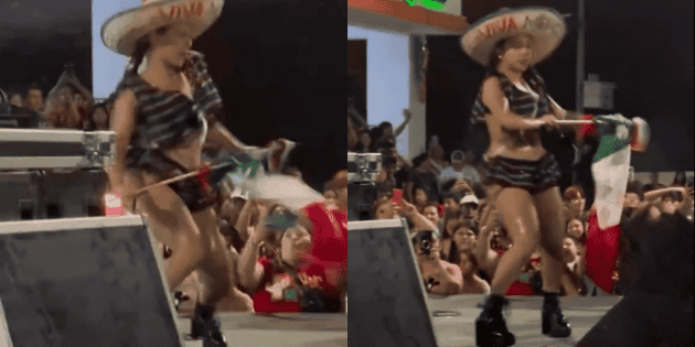  Polémica bailarina se hace viral en festejos del grito en Chiapas (VIDEO)