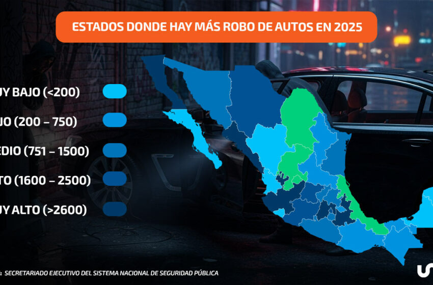  Mapa de estados donde más roban autos en México – UnoTV