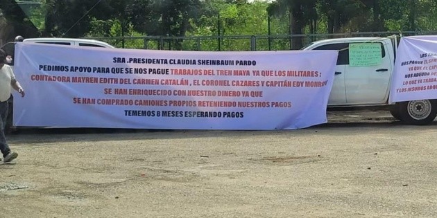 Protestan por falta de pagos en obra del Tren Maya en Yucatán