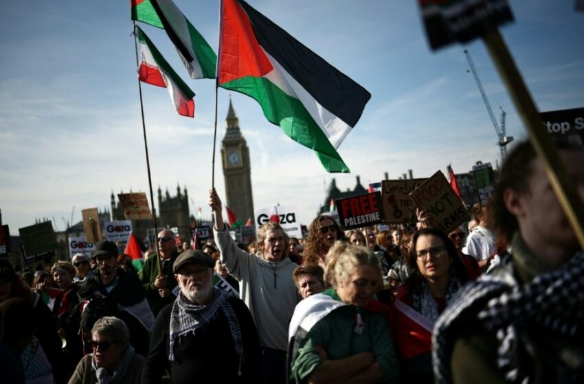  Alivio y escepticismo en protesta pro-palestina en Londres