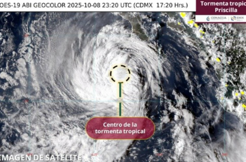 "Priscilla" se degrada a Tormenta Tropical; aún se esperan lluvias fuertes en la zona sur de …