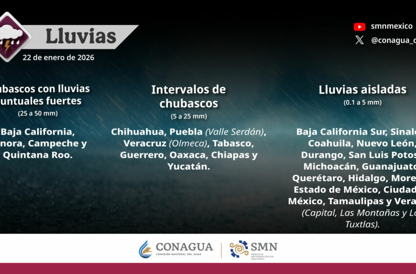  Pronostican lluvias y chubascos en varias regiones del país incluida Puebla