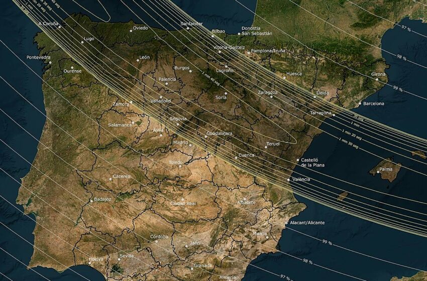  El eclipse total histórico que cruzará España este verano: las zonas donde se verá al 100%
