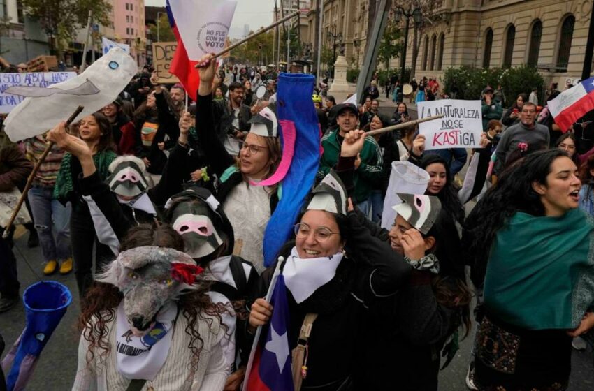  Ambientalistas chilenos plantan cara a Kast en marcha por el Día Mundial del Agua