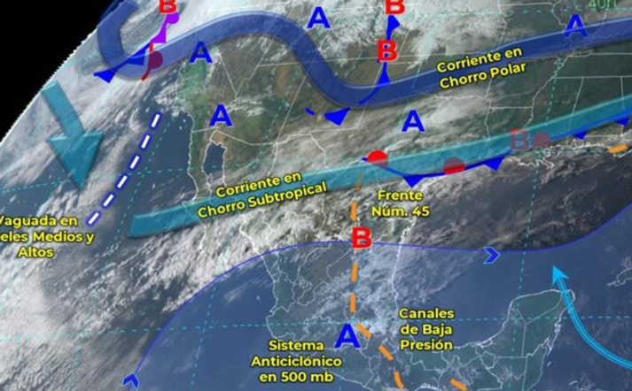  Frente frío 45 traerá masa de aire polar que cubrirá casi todo México