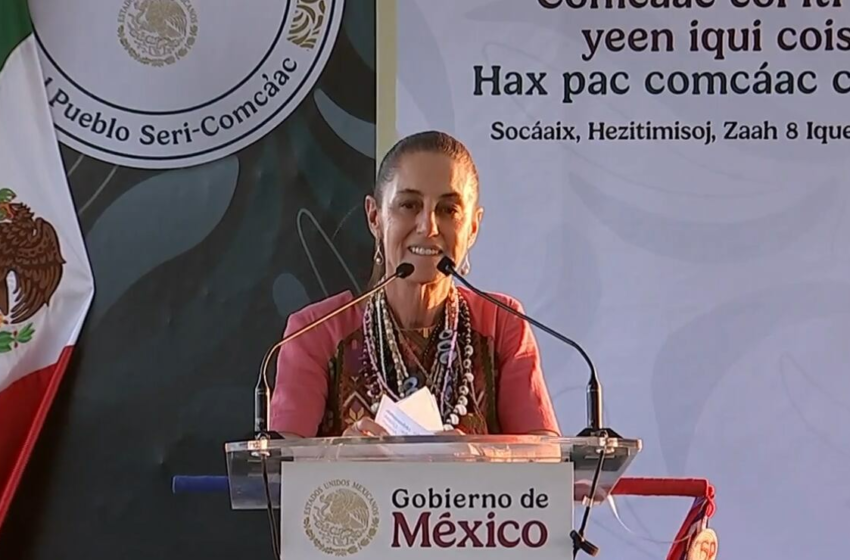  Sheinbaum inaugura Acueducto Seri en Sonora; la acompaña Alfredo Félix Segovia …