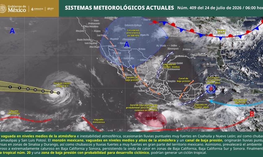  Cielo medio nublado a nublado con lluvias puntuales muy fuertes en Michoacán