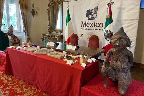  Italia restituye a México 27 piezas arqueológicas y paleontológicas